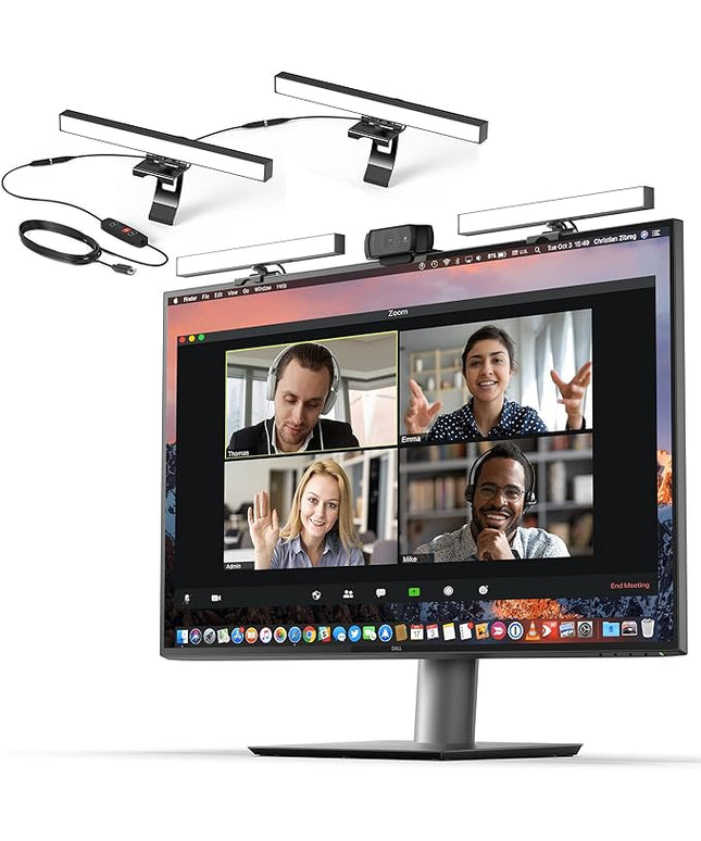 HumanCentric Video Conference Lighting - Webcam Light for Streaming, LED Monitor and Laptop Light for Video Conferencing, Zoom Lighting for Computer, Replace Ring Light for Zoom Meeting, Double Kit