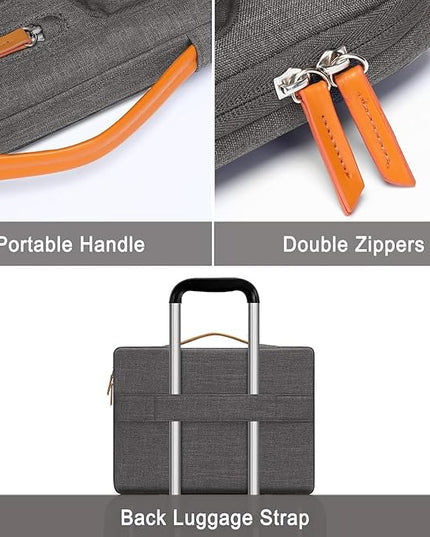 MOSISO 360 Protective Laptop Case 15 inch, 15 inch Laptop Sleeve Compatible with MacBook Air M4 M3 M2 2025 2024 2023, Dell XPS Plus, Side Open Carrying Case with 4 Zipper Pockets&Handle, Taupe Gray
