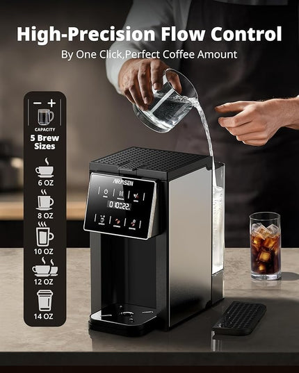 AIRMSEN Grind & Brew Coffee Maker with Built-in Grinder (2026 Model) - Single-Serve, Compatible with K-Cup Pods & Ground, 1000W Fast 6-14oz Brewer, Descaling Alert, Touchscreen & 50oz Removable Tank