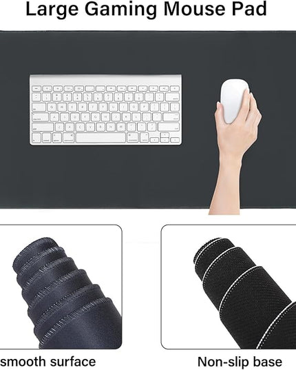 MOSISO Keyboard Mouse Pad Set, Large Gaming Mouse Pad&Rectangular Keyboard Wrist Rest&Mousepad with Wrist Rest&Coaster, Ergonomic Non-Slip&Easy Typing Pad with Curved Silicone Lining, Slate Gray