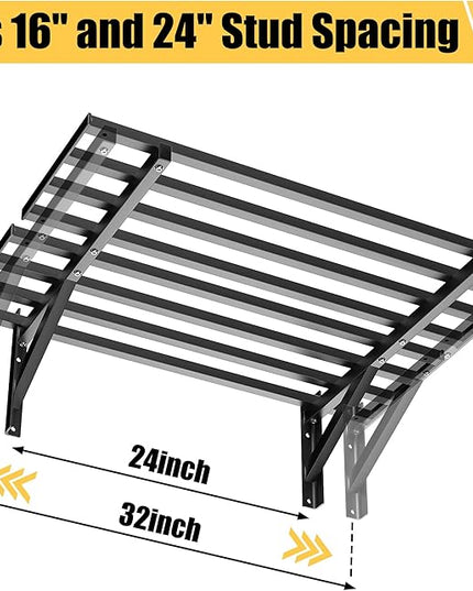 Ultrawall Heavy Duty Garage Wall Shelves, 2 x 3 ft Wall Mounted Storage Shelves, Holds Up to 800Lbs, 2Pack, Black