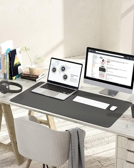 YSAGi Non-Slip Leather Desk Pad L Size, Waterproof Laptop Computer Desk Keyboard Mat, Table Protector Blotter Mat, Large Mouse Pad for Office/Work/Home/Decor(Dark Gray, 35.4" x 17")