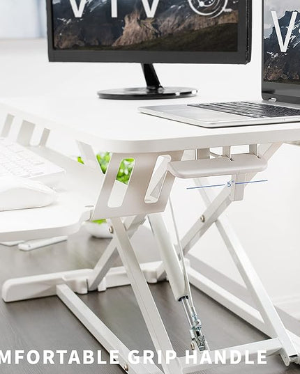 VIVO 32 inch Desk Converter, K Series, Height Adjustable Sit to Stand Riser, Dual Monitor and Laptop Workstation with Wide Keyboard Tray, White, DESK-V000KW