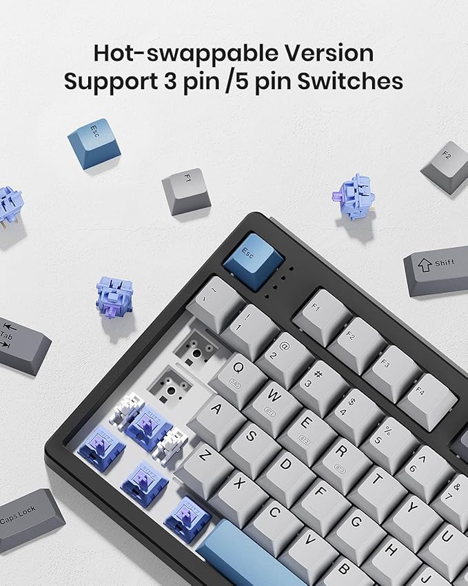 Wireless Mechanical Keyboard,104 Keys 100% Full Size with Number Pad,Gasket Mounted Creamy Sound,Hot Swappable,Knob& Media Keys,Bluetooth/2.4GHz/USB-C for Gaming/Typing/Win/Mac/PC (Carbon Black)