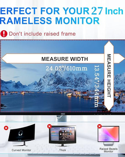 GUDTEKE 2Pack Magnetic 27 Inch Privacy Screen for Computer Monitor 16:9 Aspect Ratio, Hanging Removable Anti-Blue/Glare Protector Film, Anti Spy Desktop Security Private Filter 27in