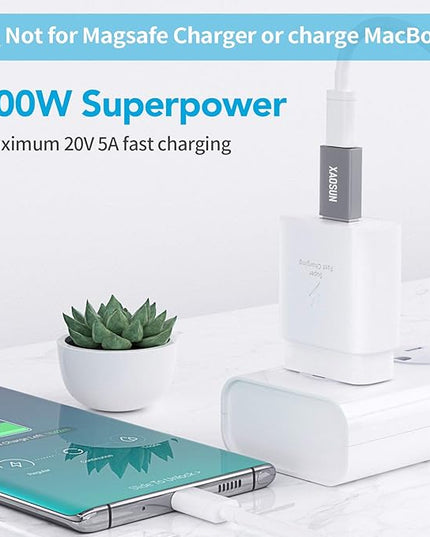 XAOSUN [10Gbps] USB C Female to USB Male Adapter (2-Pack), 3.1 USB A to C Adapter, One-Sided SuperSpeed Data Sync & 100W Fast Charging for iPhone 17/16 Plus Pro Max, Laptop, Charger, Quest Link, etc.