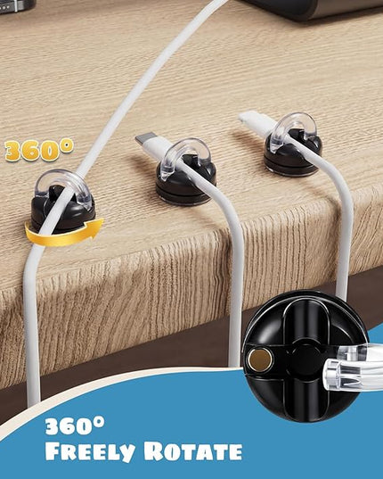 8 Pcs Rotatable Cord Organizer 1s Clip-on Magnetic Cord Holder Strong Adhesive Easy-Open Cable Clips for Bedside, Desk, Home, Office, Works as a Hanging Hook, Holds up to 2.2 Lbs