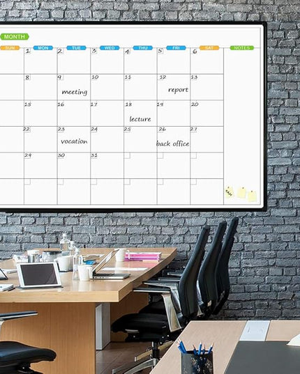 JILoffice Large Dry Erase Calendar Whiteboard - Magnetic White Board Calendar Monthly 60 X 40 Inch, Black Aluminum Frame Wall Mounted Board for Office Home and School