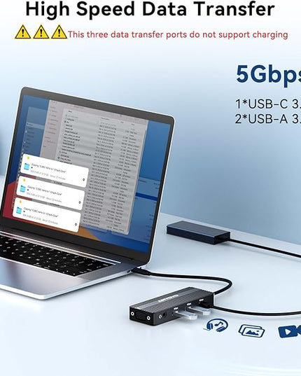 ANYOYO USB C Docking Station Dual HDMI Monitor Adapter 8-in-1 USB C HUB 3 Monitors Adapter with 4K HDMI +VGA +PD100W+Audio Laptop Docking Station for Dell/Lenovo/HP/Samsung/ASUS (Black)