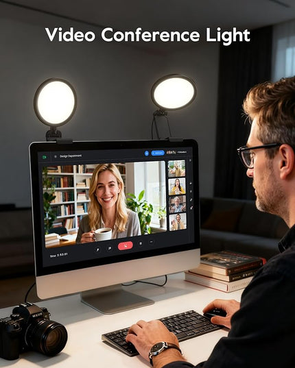 Computer Zoom Lighting for Video Conference, 5" Eye-Caring Ring Light with 50 Modes CRI>97.8, 3000K-6500K for Video Recording/Streaming/Selfie, Desk Lights for Phone/Laptop/Webcam/Monitor