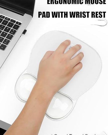 Gel Wrist Rest for Mouse,Ergonomic Mousepad with Clear Cushioned Palm Rest,Gel Mouse Pad with Wrist Support,Small Desk Mat,Office Desk Work Accessories for Women,Carpal Tunnel Relief (B-Clear)