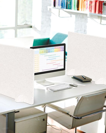 2 Pack Acoustic Desk Dividers - 24" x 20" Freestanding Privacy Panels Set with Noise - Reducing Design Cubicle Sound Proof, Ideal for Office, Classroom, and Home (Light Beige)