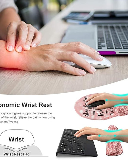 Lateefah Mouse Pad with Wrist Rest, 3-in-1 Gaming Mouse Pad, Keyboard Wrist Rest, Ergonomic Memory Foam Mousepad with Wrist Support for Computer Keyboard