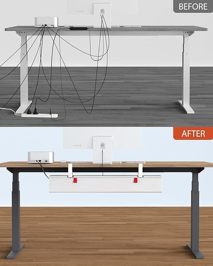 Univivi No Drill Under Desk Cable Management Tray, 36" Cord Organizer for Table, Clamp/Screw Mount Desk Cable Management, Premium Fabric Cable Management Tray for Office, Home