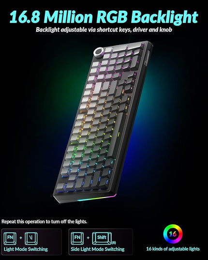 SOLAKAKA KI99 Pro 96% Wireless Mechanical Keyboard, RGB Gaming Keyboard, Hot-Swappable Pre-Lubed Switches, Gasket Structure Creamy Keyboards (Gradient-Black, Non-Silent Version)