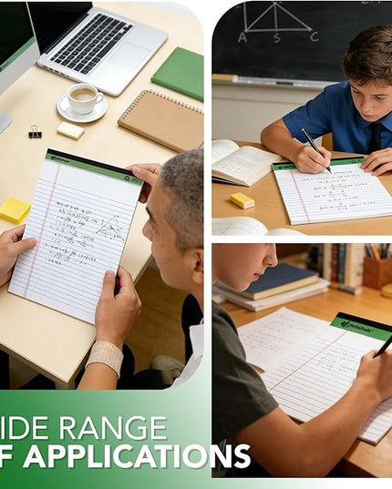 KAISA White Legal Pads Writing Pads Recycled Paper 5"x8" Narrow Ruled Lined Paper Small Legal pad Perforated 50 sheets Hard Back Notepads Writing Tablet For Office Supplies Study (White 12pads)