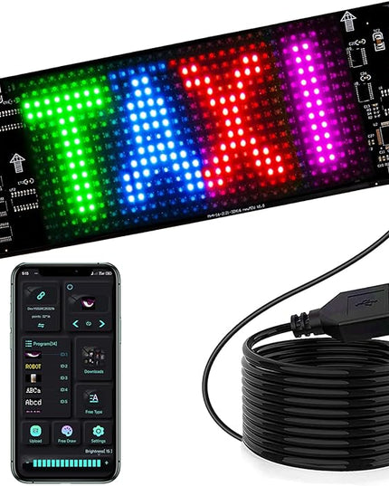 Programmable Light for Car,7"*3" LED Sign,Control by APP,Custom Colors, Patterns, and Text for Car and Store
