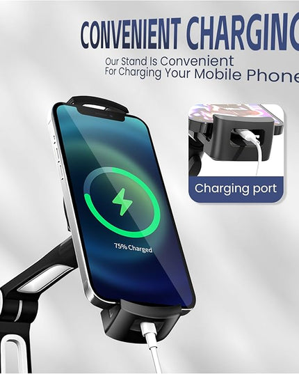 Tablet Stand Universal Holder for 4.9" - 12.9" Devices, 360° Rotating Security Stand for iPad, iPad Air, Samsung, Height Adjustable Foldable Table Top(Black)