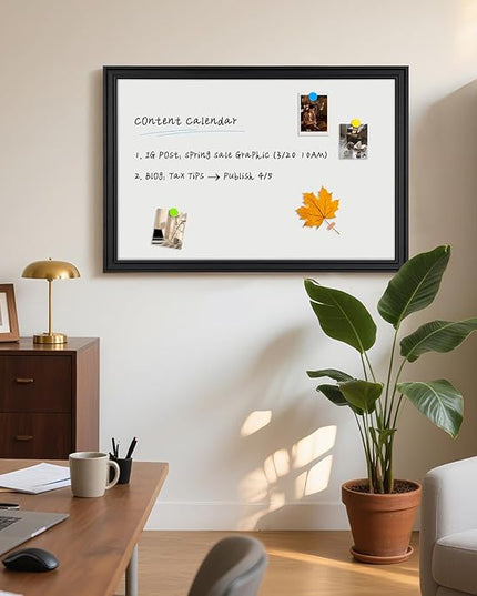 Large White Board for Wall, 36'' x 24'' Magnetic Dry Erase Board, Decorative Whiteboard, Black Vintage Wooden Frame