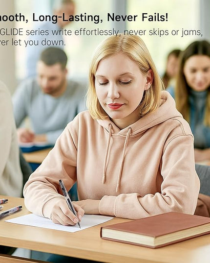Shuttle Art Black Gel Pens, Ink Glide Series 15 Pack Retractable 0.5mm Fine Point Rollerball Gel Ink Pens Quick Drying Waterproof Smooth Writing with Comfortable Grip for Office School and home