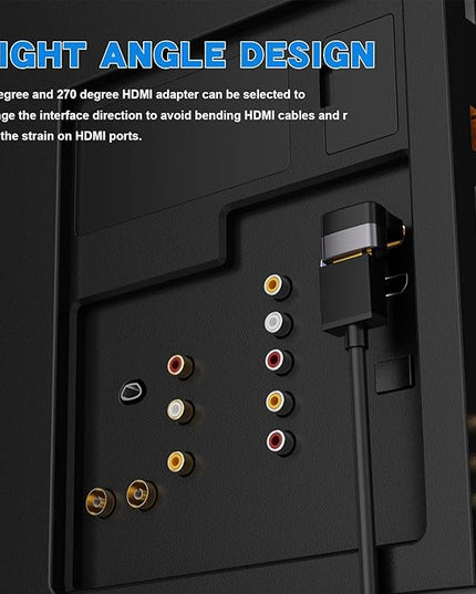 PANPEO 8K@60Hz Right Angle HDMI Adapter, 90 Degree and 270 Degree HDMI Adapter (4 Pack)