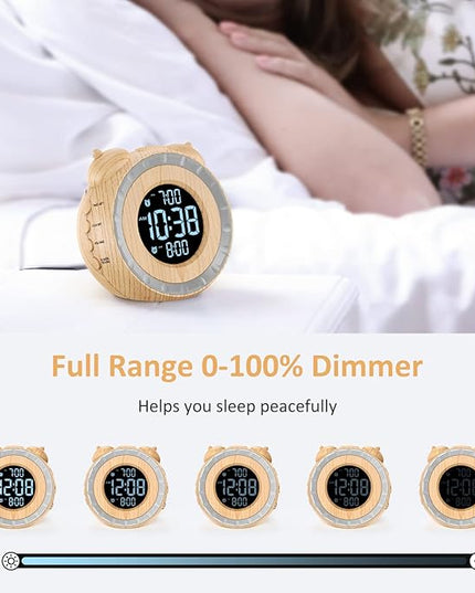 uscce Dual Extra Loud Alarm Clock with Bed Shaker - 0-100% Dimmer, Vibrating Alarm Clock for Heavy Sleepers or Hearing Impaired, Easy to Set, Snooze, Battery Backup, Wake with a Shake(Wood Grain)