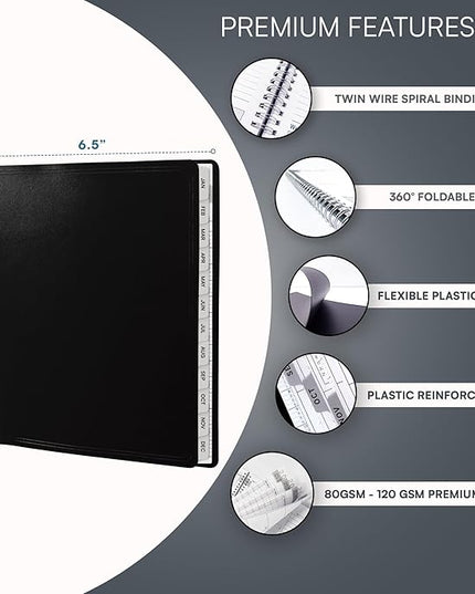Ensight 2026 Appointment Book and Planner 6.5" x 8.5" Large Hourly Weekly Daily Schedule Book with Tabs, 30 Minute Time Slots, Black Calendar Organizer Jan 2026–Dec 2026 Appointment Planner - Black