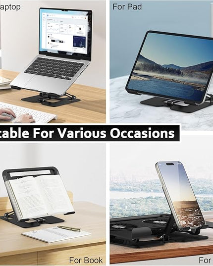 Laptop Stand with Fan, MacBook Cooling Stand with 2 Removable Silent Fans and Phone Holder,Adjustable Height and Angle,Laptop Cooling Pad for 10-18 Inch Laptop,MacBook Pro,Tablet (Black)