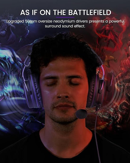 EKSA E900 Headset with Microphone for PC, PS4,PS5, Xbox - Detachable Noise Canceling Mic, 3D Surround Sound, Wired Headphone for Gaming, Computer, Laptop, 3.5MM Jack