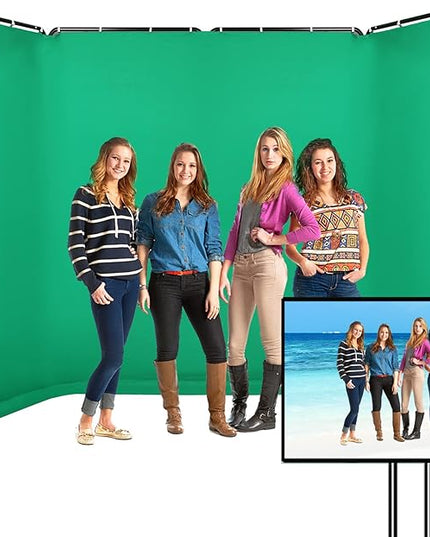 7.87ft x 13.12ft Portable Large Chromakey Green Screen Backdrop with Stand Photography Background Support System for Photo Studio Video Shooting, Live Streaming, Parties, Keying, Stage