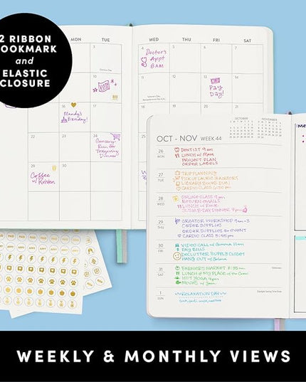 PAPERAGE 2026 Weekly & Monthly Planner, 12 Months (January 2026 - December 2026), 5.6 in x 8 in, Hardcover 2026 Planner with Weekly & Monthly Spreads, Note Pages, Stickers & Back Pocket – Black