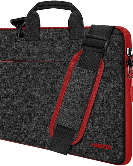 Hseok Laptop Shoulder Bag 15 15.6 16 Inch Briefcase, Compatible With MacBook Pro 16 inch 2025-2019 M4 M3 M2 M1, Mac 15.4", XPS 15 and Most 15-16'' Notebooks, Spill-Resistant Handbag, Black & Red