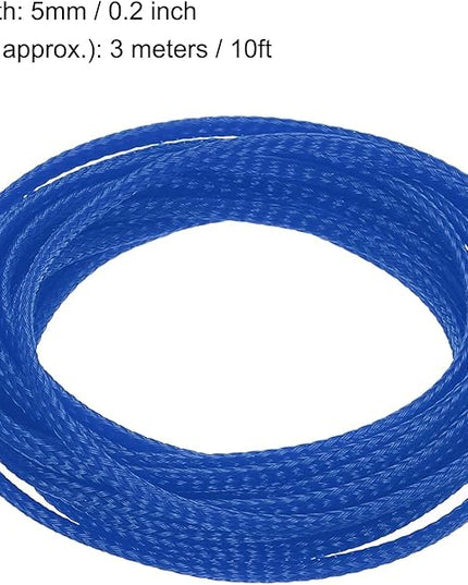 uxcell PET Expandable Sleeving 10ft 1/8" Blue Cable Management Sleeve Cord Organizer for Wrap Protect Cable
