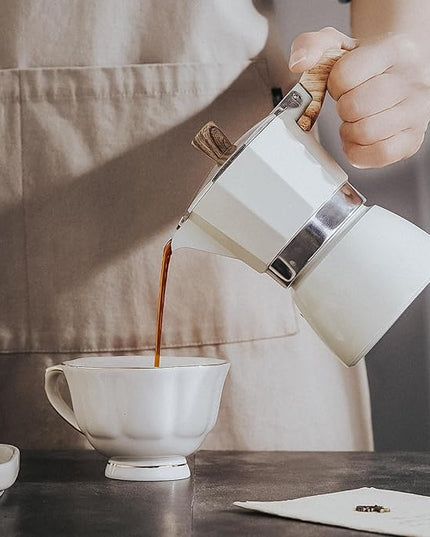 Bincoo Espresso Maker Stovetop,Camping Moka Pot 2 Cup/120ML,Stove Top Espresso Italian Coffee Maker,Easy to Use (White)
