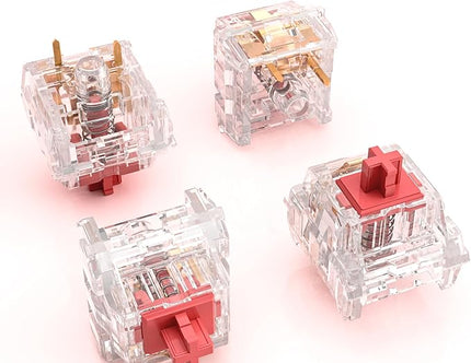 ZhouWang Crystal Red Switch 3 Pin 50gf Pre-Lubricated,Dustproof Linear Switch,Suitable for RGB,Mechanical Gaming Keyboards、MX Mechanical Keyboard(36PCS)
