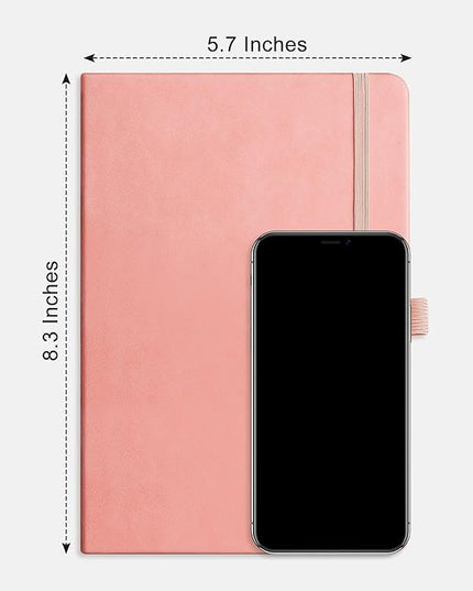 RETTACY Blank Journal Notebook, 192 Pages, A5 Medium Size (5.7'' x 8.3''), Leather Hardcover, 100 GSM Thick Paper, for Sketching, Drawing, Painting (Pink)