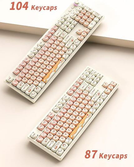 MOA Profile Keycaps - Cute Kitten Theme, PBT Key caps Dye-Sublimation, Custom 141 Keys Set for Cherry Gateron MX Switches Mechanical Keyboard
