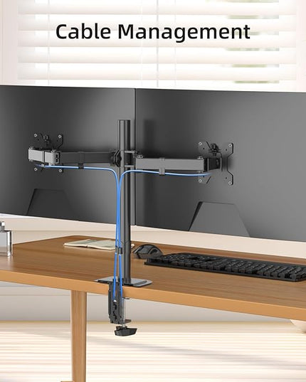 Suptek Dual Monitor Arm Desk Mount,Ultrawide Dual Monitor Arm for 2 Monitor Screens up to 38 inches and Max 22lbs Each,Extra Tall 15.75" Pole Fully Adjustable Monitor Stand for Desk,Black(MD9442MB)