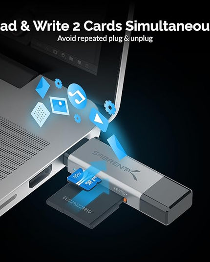 SABRENT SD Card Reader USB C & USB A, Micro SD Card Reader, USB 3.0 Dual Slot Memory Card Adapter for Laptop PC Android (CR-BCA2)