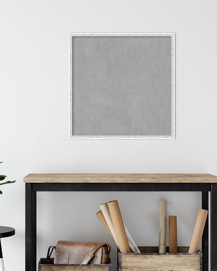 Amanti Art White Framed Magnetic Board 25x25 Medium Vision Board for use with Magnets, 100% Metal Sheet to Display Items as Office Decor or for Home Organization in mudroom, Kitchen or Kids Room