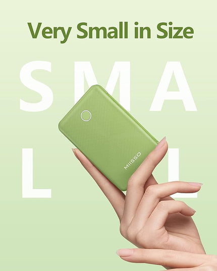 miisso 6000mah Ultra Slim Built in Cables Power Bank, Card Size Built in USB C Cords Battery Pack Portable Charger for Phones, 3 Output External Battery Pack Compatible with iPhone, Deep Green