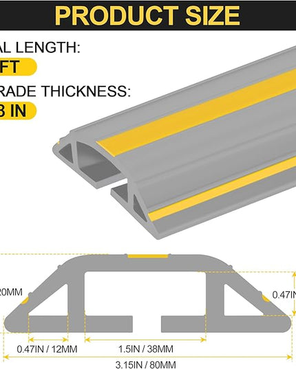MYFAMIREA 10FT Floor Cord Cover Heavy Duty Cable Cover Protector 3 Channels Extension PVC Floor Wire Cover Outdoor Cord Hider Management Cord Cover for Wire on Floor for Home Office Outdoor, Grey
