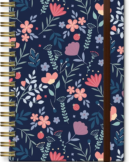 Spiral Journal Notebook, A5 Cute Notebooks for Women Men, College Ruled Hardcover Notebook for Work & Note Taking, 60 Pages Double-Wire Journals for Writing (Pink Flower)