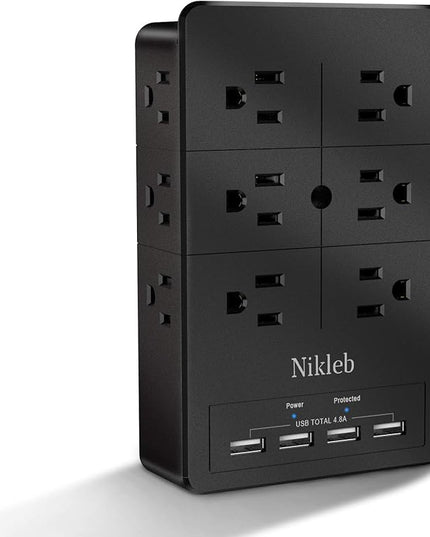 Surge Protector Wall Charger, 12 Wide AC Outlets Power Strip, 4 Ports USB Charging Blocks, Multiple Plug Adapter Wall Mount, Plug Extender Heavy Duty, Outlet Splitter for Home, Office Supplies
