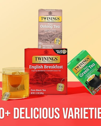 Twinings Pure Oolong Tea Individually Wrapped Bags, 20 Count (Pack of 1), Warm, Nutty Flavor & Golden Colour, Caffeinated, Enjoy Hot or Iced, 20 Teabags