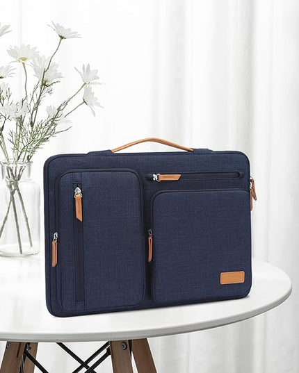 MOSISO 360 Protective Laptop Case 13.3 inch, 13-13.3 inch Laptop Sleeve Compatible with MacBook Air/Pro 13 / Pro 14,HP Dell Acer ASUS,Side Open Carrying Case with 4 Zipper Pockets&Handle, Navy Blue