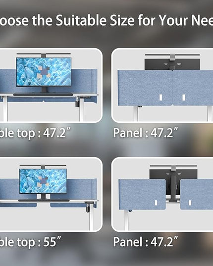 Desk Privacy Panel,2PCS L-Shaped Clamp-On Office Desk Divider,2-in-1 Adjustable Acoustic Desktop Partition Or Under Desk Modesty Screen,for Office,Home,Felt(Blue, 47.2" x 17.7")