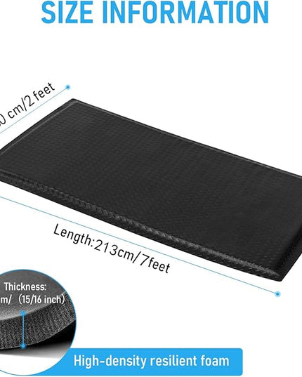2 x 7 FT Anti Fatigue Mats Industrial 15/16 Inch Thick Soft Sponge Ergonomic Mat Durable Heavy Duty Diamond Plate for Standing Non Slip Industrial Grade Floor Mat for Leg & Back Pain (Black)
