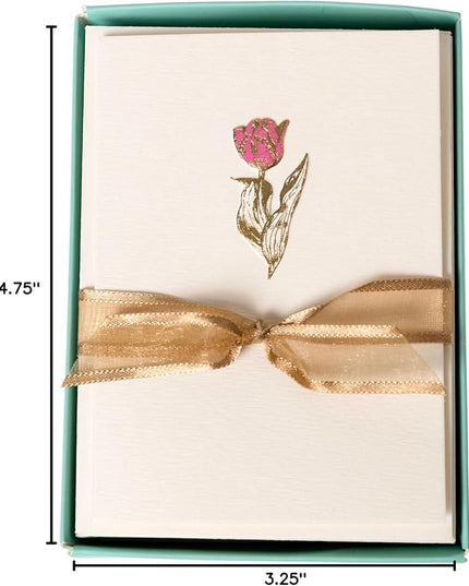 Graphique Tulip Cards | Pack of 10 Cards with Envelopes | Blank Inside | All Occasion Greetings | La Petite Presse Collection | Embossing and Gold Foil Accents | Boxed Set | 3.25" x 4.75"