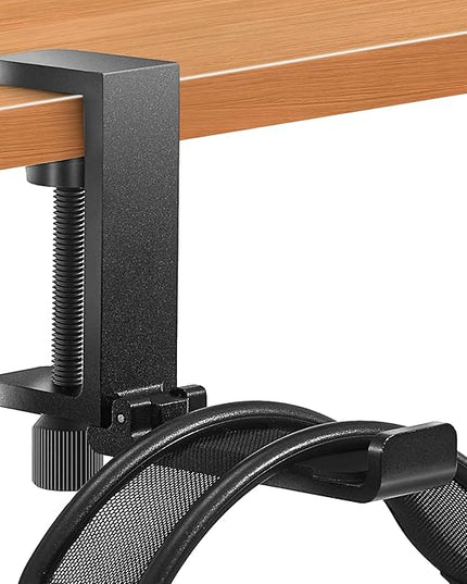 blingwider Metal Heavy Duty Foldable Headphone Holder for Desk, Headset Stand for Desk,Backpack Holder Hook for Desk,Bag Hook Under Desk,Clamp Hook for Desk Attachments,Black